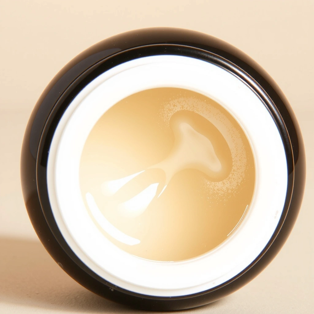 An open bottle of Revitalizing Collagen Complex, with a subtle shimmer from the product visible inside, suggesting quality and efficacy.